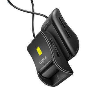 AXAGON Cititor de carduri Smart Card FlatReader CRE-SM3SD, USB-A, Cititor carduri, SD/microSD/SIM