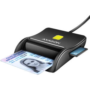 AXAGON CRE-SM3SD, USB-A,  Cititor carduri, Smart Card & SD/microSD/SIM Card FlatReader