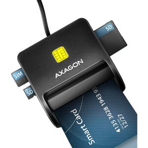 AXAGON CRE-SM3SD, USB-A, Cititor carduri, Smart Card & SD/microSD/SIM Card FlatReader