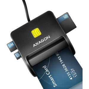 AXAGON Cititor de carduri Smart Card FlatReader CRE-SM3SD, USB-A, Cititor carduri, SD/microSD/SIM