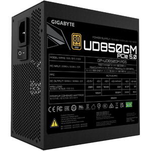 Sursa GIGABYTE UD850GM PG5, 850 W, 80 Plus Gold, ATX 3.0, PCIe 5.0, 12VHPWR, Full Modulara, Negru