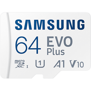 Samsung EVO Plus microSD, 64 GB, U1, V10, A1, UHS-I, microSDXC