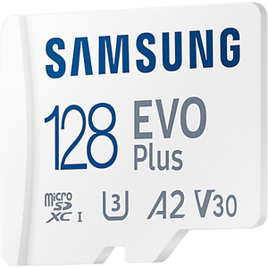 Samsung EVO Plus microSD, 128 GB, U3, V30, A2, UHS-I, microSDXC