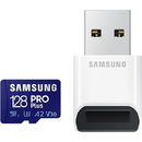 PRO Plus microSD, 128 GB, U3, V30, A2, UHS-I, microSDXC, card-reader inclus