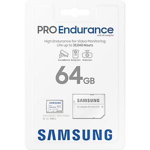 Samsung PRO Endurance microSD, 64 GB, U1, V10, Class 10, UHS-I, microSDXC