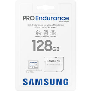 Samsung PRO Endurance microSD, 128 GB, U3, V30, Class 10, UHS-I, microSDXC