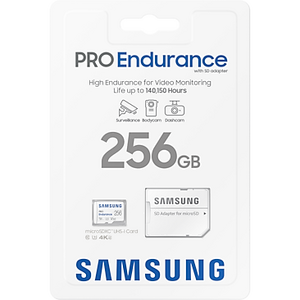 Samsung PRO Endurance microSD, 256 GB, U3, V30, Class 10, UHS-I, microSDXC