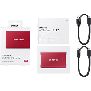 Samsung Portable SSD T7 2TB external USB 3.2 Gen 2 metallic red