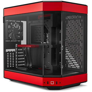 Carcasa HYTE Y60, Premium ATX, 3 elemente sticla securizata, dual-chamber, riser PCIe inclus, Rosu