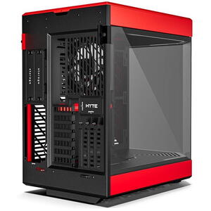 Carcasa HYTE Y60, Premium ATX, 3 elemente sticla securizata, dual-chamber, riser PCIe inclus, Rosu