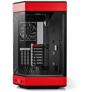 Carcasa HYTE Y60, Premium ATX, 3 elemente sticla securizata, dual-chamber, riser PCIe inclus, Rosu