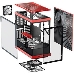 Carcasa HYTE Y40, S-Tier, Sticla Securizata lateral/fata, riser PCIe inclus, Rosu