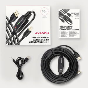 AXAGON Cablu de date ADR-210B, USB repeater, 10 m, USB-A - USB-B