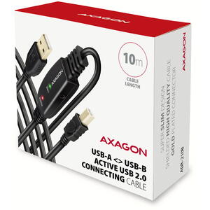 AXAGON Cablu de date ADR-210B, USB repeater, 10 m, USB-A - USB-B