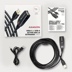 AXAGON Cablu de date ADR-215, USB repeater, 15 m, USB-A male - USB-A female