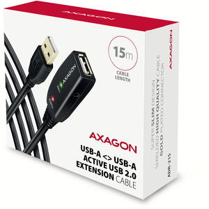 AXAGON Cablu de date ADR-215, USB repeater, 15 m, USB-A male - USB-A female