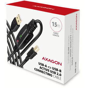 AXAGON Cablu de date ADR-215B, USB repeater, 15 m, USB-A - USB-B