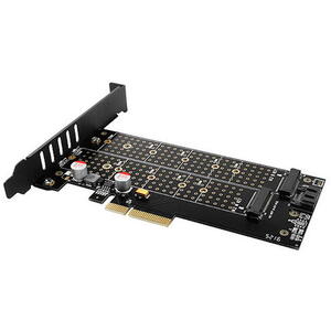 AXAGON Adaptor Intern PCEM2-D, PCI-E 3.0 4x - DUAL M.2 SSD (NVMe + SATA), Voltaj Dual, SSD pana la 110 mm Resigilat/Reparat