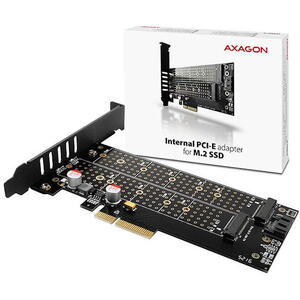 AXAGON Adaptor Intern PCEM2-D, PCI-E 3.0 4x - DUAL M.2 SSD (NVMe + SATA), Voltaj Dual, SSD pana la 110 mm Resigilat/Reparat