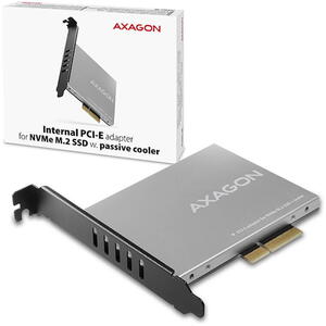 AXAGON Adaptor Intern PCEM2-NC, PCI-E 3.0 4x - M.2 SSD NVMe, Suport SSD pana la 80 mm + Cooler Pasiv Resigilat/Reparat