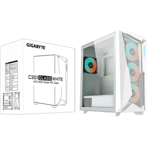 Carcasa GIGABYTE C301 GLASS, E-ATX, ARGB, Alb
