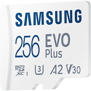 Samsung EVO Plus microSD, 256 GB, U3, V30, A2, UHS-I, microSDXC