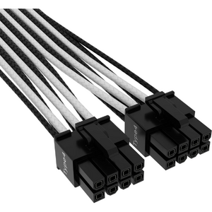 Corsair Cablu premium 12+4pin, PCIe Gen 5, 12VHPWR, 600W, Type 4, fire invelite individual, Alb/Negru