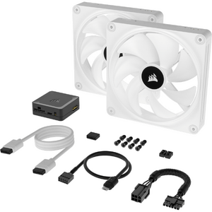 Ventilator Corsair iCUE LINK QX140 RGB, 140mm, PWM, kit 2 buc, Alb