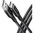 Cablu de date BUCM-AM10AB, USB-C la USB-A, 1m, 3A, USB 2.0, QC 3.0 60W, matisat, conector aluminiu, Negru