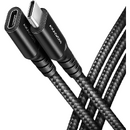Cablu de date BUCM32-CF10AB, USB-C la USB-C 3.2 Gen 2, prelungitor, 1m, 240W, matisat, conector aluminiu, Negru