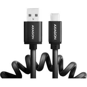 AXAGON Cablu de date BUCM-AM20TB, USB-C la USB-A, flexibil, 1m,  3A, USB 2.0, QC 3.0 60W, matisat, conector aluminiu, PVC, Negru