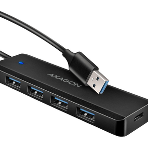 Hub AXAGON Hub USB HUE-C1A, 4x USB 3.2 Gen 1, USB-C, 0.2m, USB Type-A, Negru