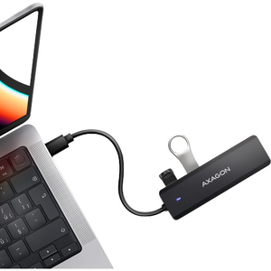 Hub AXAGON Hub USB HUE-C1C, 4x USB 3.2 Gen 1, 0.2m, USB Type-C, Negru