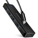 Hub USB HUE-C1C, 4x USB 3.2 Gen 1, 0.2m, USB Type-C, Negru