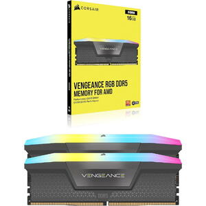 Corsair Memorie DDR5, 32GB, KIT 2x16GB, 5600MT/s, C40, 1.25V, XMP, Gri, RGB, VENGEANCE