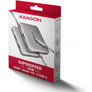 Hub AXAGON Hub USB HMC-5HL, USB-C, 4K/60Hz, RJ-45
