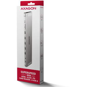 Hub AXAGON HMC-10HLS, 	USB 3.2 Gen 1, 4x USB-A, RJ-45, HDMI, SD/ microSD