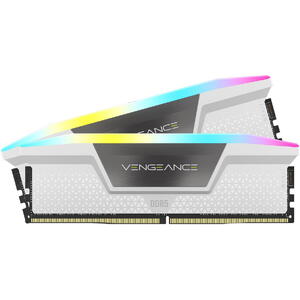 Corsair Memorie DDR5, 64GB, KIT 2x32GB, 6400MT/s, XMP, Alb, RGB, VENGEANCE