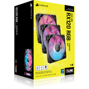 Ventilator Corsair iCUE LINK RX120 RGB, 120mm PWM, Triple Pack, Negru