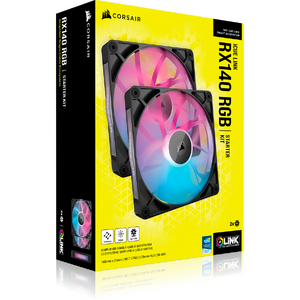 Ventilator Corsair iCUE LINK RX140 RGB, 140mm PWM, Twin Pack, Negru