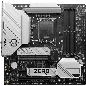 Placa de baza MSI B760M PROJECT ZERO, Socket LGA1700, DDR5, Wi-Fi, BT, Micro ATX, Negru/Alb