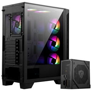 Carcasa MSI MAG FORGE 120A B65, Mid Tower, RGB, Sursa 650W, 80+ Bronze, Negru