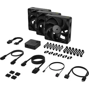 Ventilator Corsair iCUE LINK RX120 MAX 120mm PWM, 400 - 2000 RPM, Triple Pack, Negru