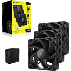 Ventilator Corsair iCUE LINK RX120 MAX 120mm PWM, 400 - 2000 RPM, Triple Pack, Negru