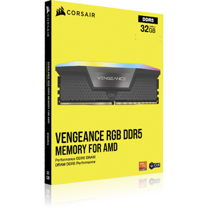 Corsair Memorie DDR5, 32GB, KIT 2x16GB, 6400MT/s, C30, 1.4V, Negru, RGB, VENGEANCE