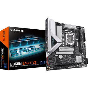 Placa de baza GIGABYTE B860M EAGLE V2, LGA1851, DDR5, Wi-Fi, BT, mATX, Negru/Alb