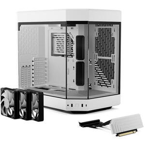 Carcasa HYTE Y60, Premium ATX, 3 elemente sticla securizata, dual-chamber, riser PCIe inclus, Alb total Resigilat/Reparat