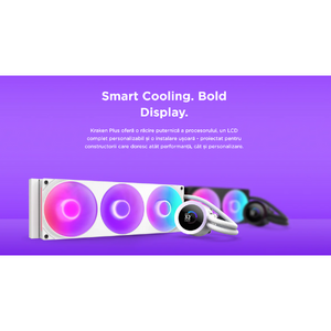 Cooler NZXT Kraken Plus 240 RGB, 240mm, pompa cu ecran LCD, Alb