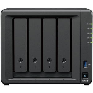 Synology DiskStation DS425+, 4-Bay, Intel Celeron J4125 2.7GHz Turbo, 2GB DDR4, SATA & M.2 NVMe, 1x1GbE + 1x2.5GbE, USB 3.2, max 108TB, RAID, Negru