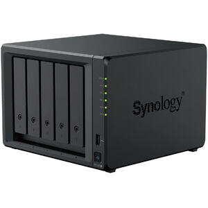 Synology DiskStation DS1525+, 5-Bay, AMD Ryzen V1500B 2.2GHz, 8GB DDR4 ECC, max 32GB, SATA & M.2 NVMe, 2x2.5GbE, USB 3.2, PCIe, max 108TB, RAID, Hot Swap, Negru